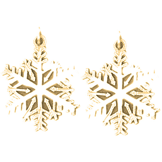Yellow Gold-plated Silver 25mm Snow Flake Earrings