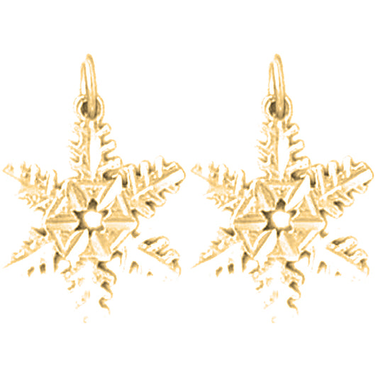 Yellow Gold-plated Silver 20mm Snow Flake Earrings