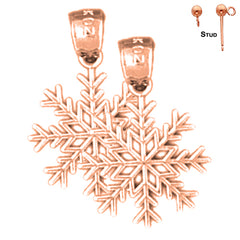 14K or 18K Gold Snow Flake Earrings