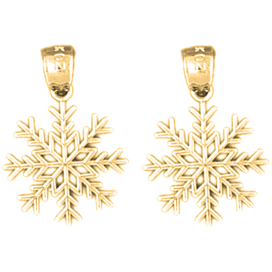 Yellow Gold-plated Silver 19mm Snow Flake Earrings
