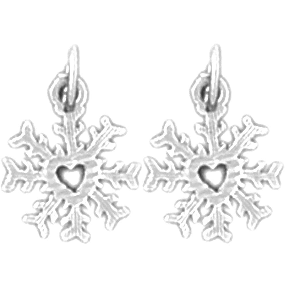 Sterling Silver 14mm Snow Flake Earrings