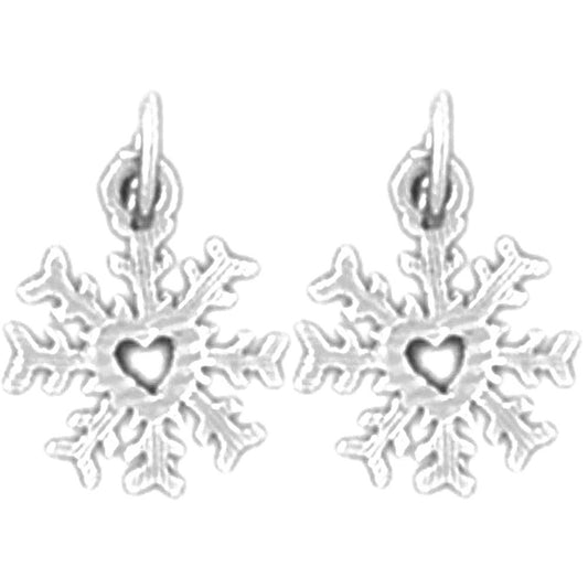 Sterling Silver 14mm Snow Flake Earrings