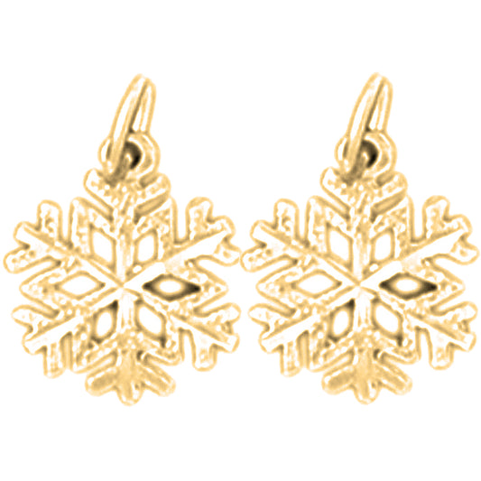 Yellow Gold-plated Silver 15mm Snow Flake Earrings