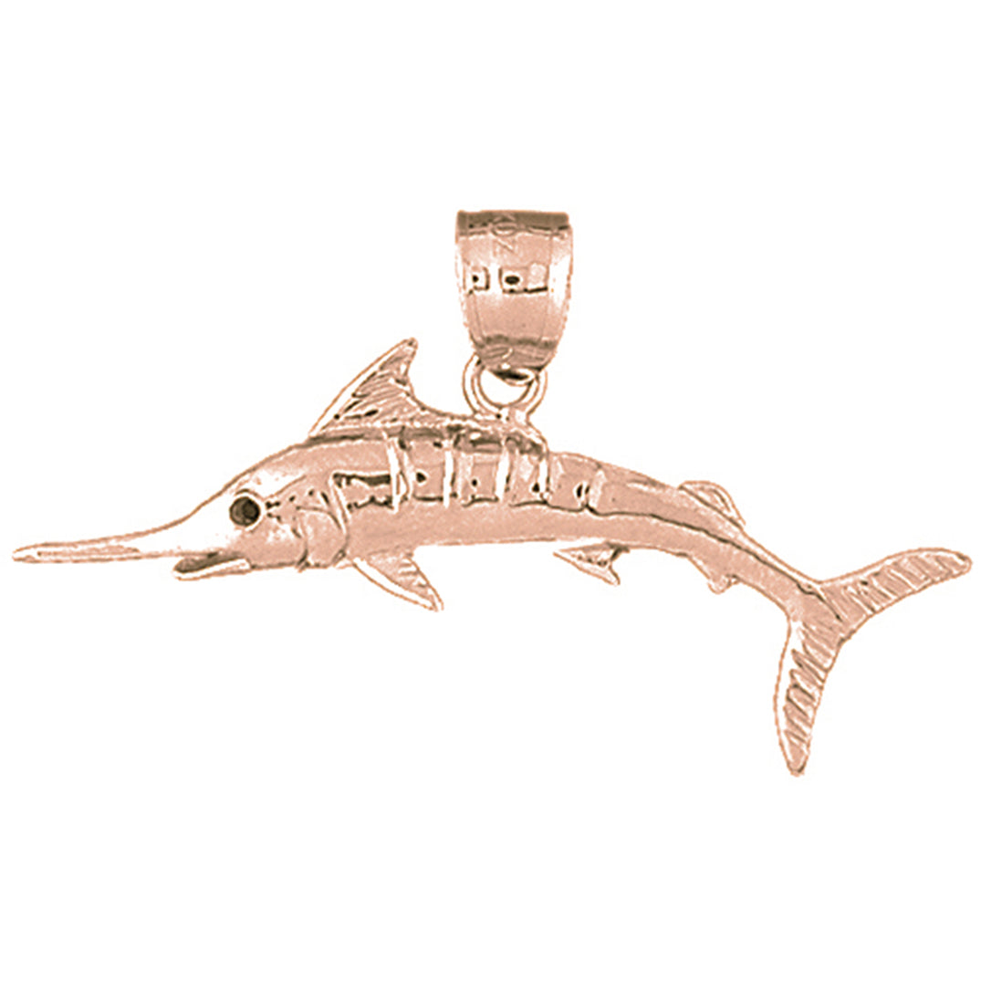 10K, 14K or 18K Gold Marlin Pendant