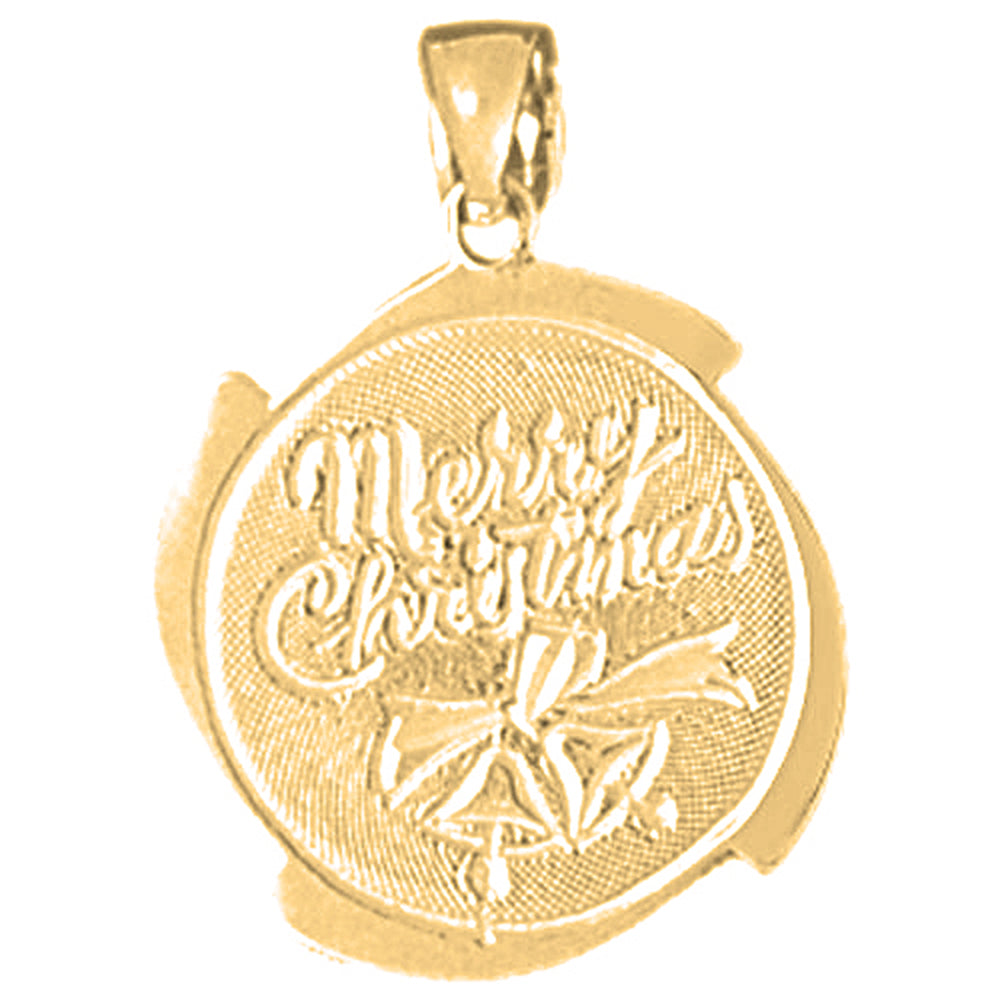 10K, 14K or 18K Gold Merry Christmas Pendant