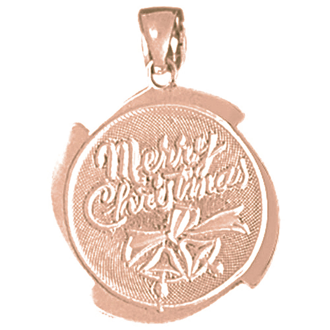 10K, 14K or 18K Gold Merry Christmas Pendant