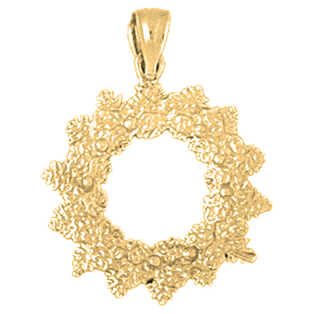 14K or 18K Gold Christmas Wreath Pendant