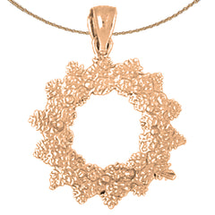 14K or 18K Gold Christmas Wreath Pendant