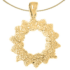 14K or 18K Gold Christmas Wreath Pendant