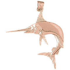 10K, 14K or 18K Gold Marlin Pendant