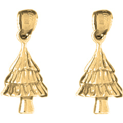 Yellow Gold-plated Silver 20mm Christmas Tree Earrings