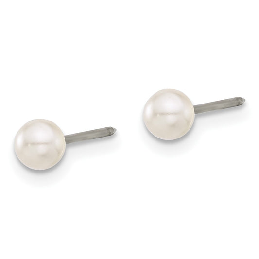 Inverness Titanium 4mm Swarovski Glass Pearl Post Earrings