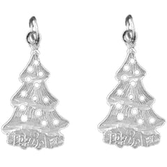 Sterling Silver 27mm Christmas Tree Earrings