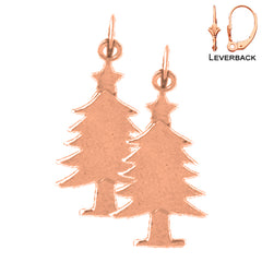 Pendientes de árbol de Navidad de oro de 14 quilates o 18 quilates de 23 mm