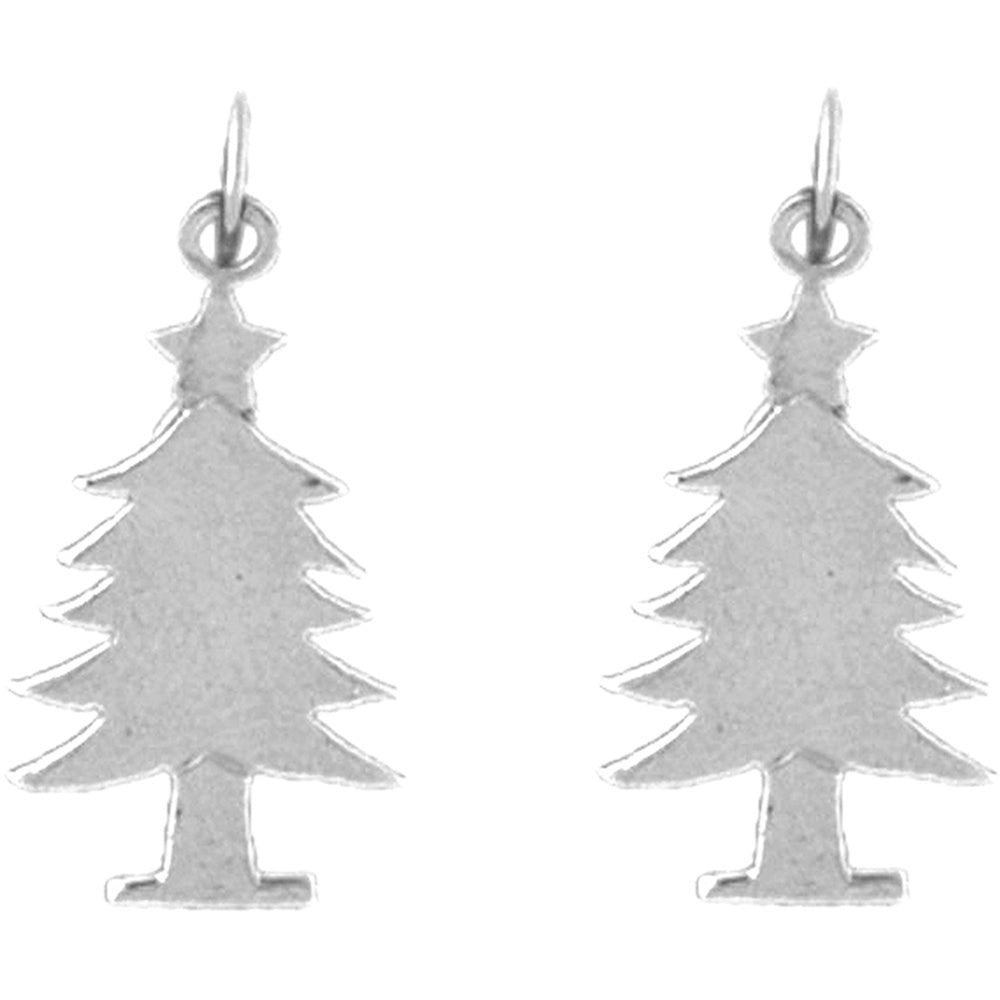 Sterling Silver 23mm Christmas Tree Earrings