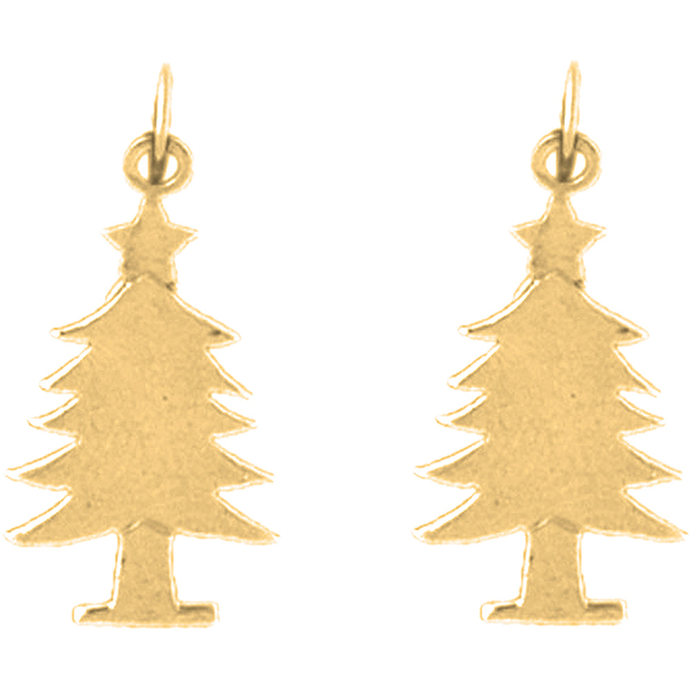 14K or 18K Gold 23mm Christmas Tree Earrings