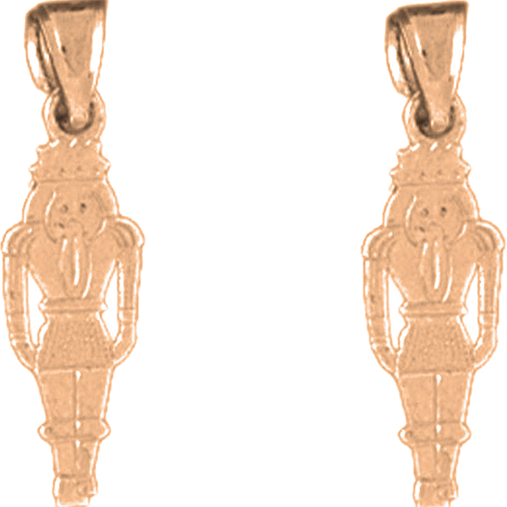 14K or 18K Gold 22mm Nut Cracker Earrings