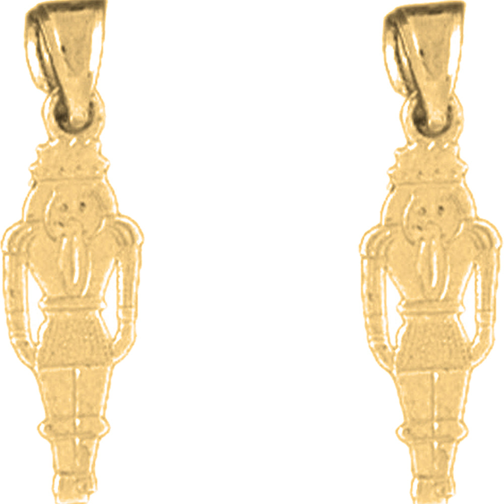 Yellow Gold-plated Silver 22mm Nut Cracker Earrings