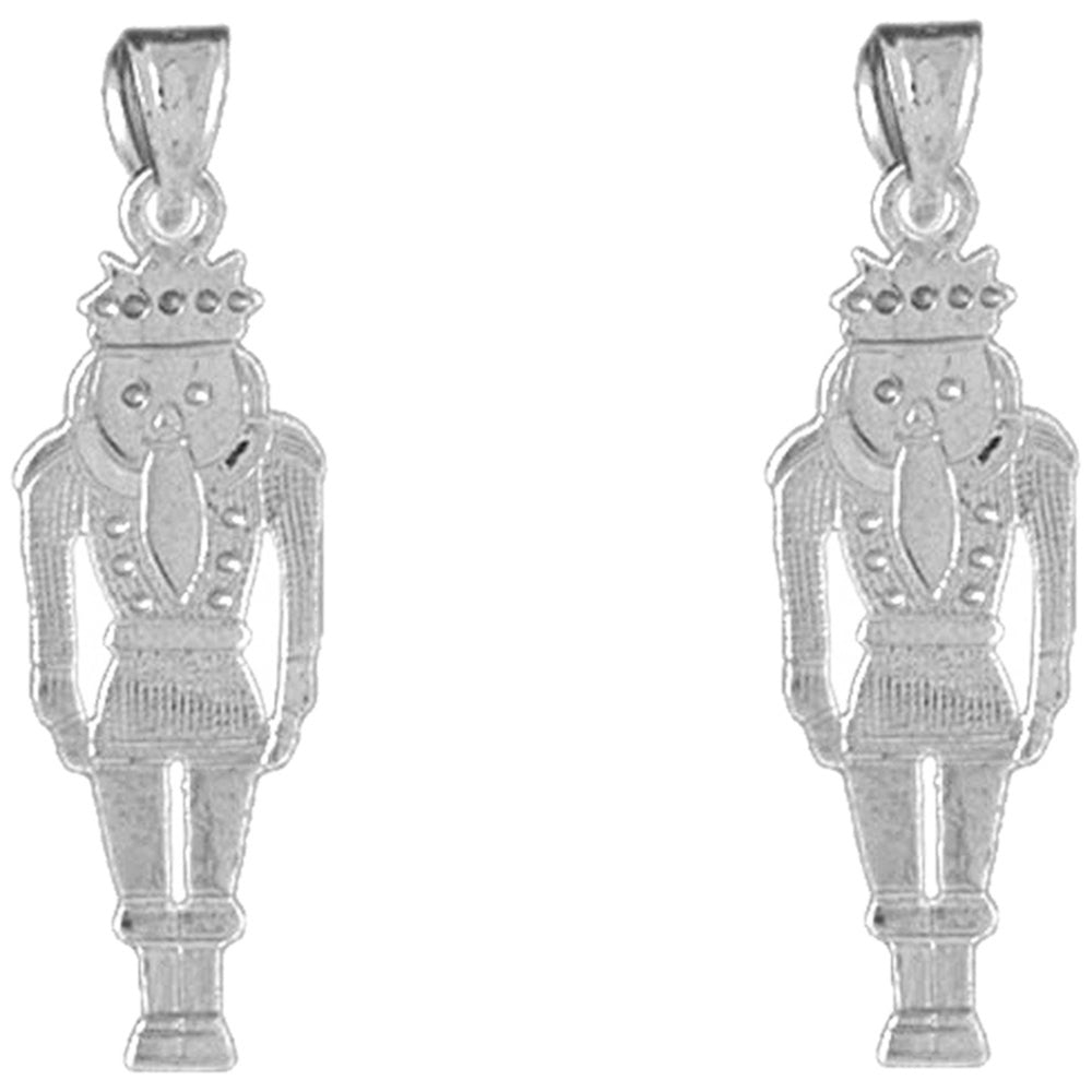 Sterling Silver 31mm Nut Cracker Earrings