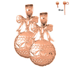 Pendientes de adorno navideño de oro de 14 quilates o 18 quilates de 25 mm