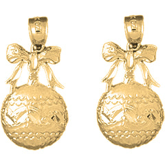 14K or 18K Gold 25mm Christmas Ornament Earrings