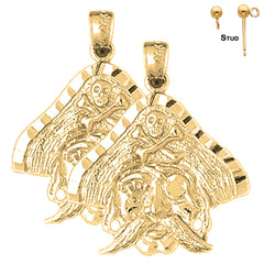 Sterling Silver 27mm Pirate Earrings (White or Yellow Gold Plated)