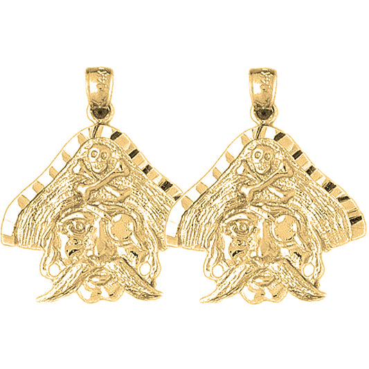 Yellow Gold-plated Silver 27mm Pirate Earrings