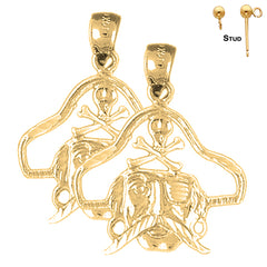 Sterling Silver 27mm Pirate Earrings (White or Yellow Gold Plated)