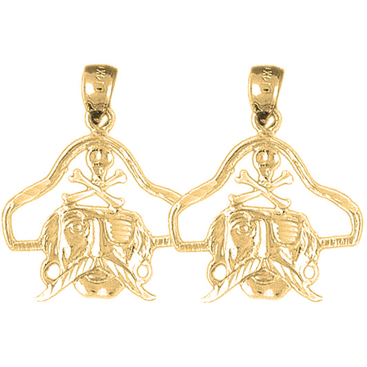 Yellow Gold-plated Silver 27mm Pirate Earrings