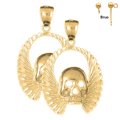 14K or 18K Gold Skull With Wings Earrings