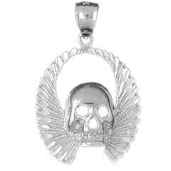 10K, 14K or 18K Gold Skull With Wings Pendant