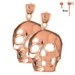 Pendientes de calavera de 29 mm de oro de 14 quilates o 18 quilates