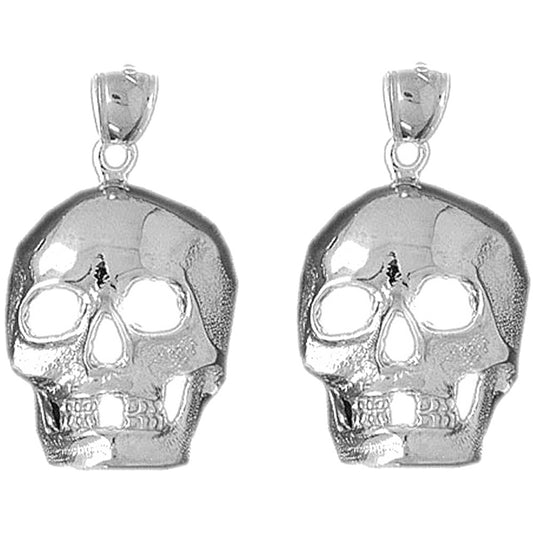 Sterling Silver 29mm Skull Earrings