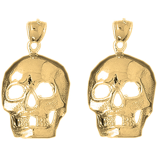 Yellow Gold-plated Silver 29mm Skull Earrings