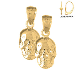 Sterling Silver 20mm Skull Earrings (White or Yellow Gold Plated)