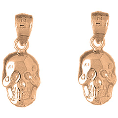 14K or 18K Gold 20mm Skull Earrings