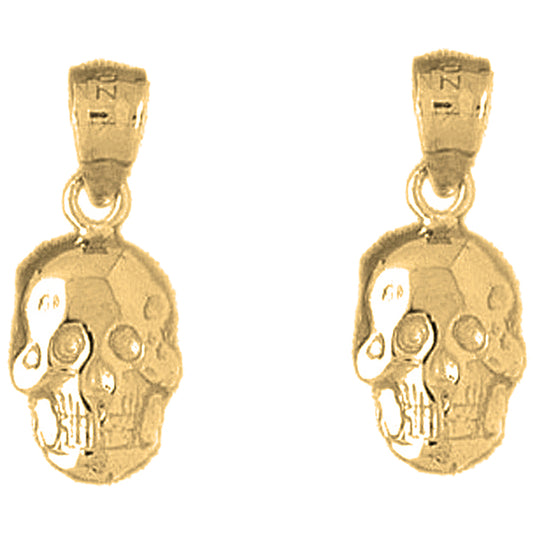 Yellow Gold-plated Silver 20mm Skull Earrings