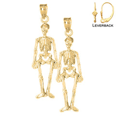 Sterling Silver 44mm Skeleton Earrings (White or Yellow Gold Plated)