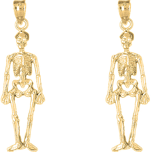 Yellow Gold-plated Silver 44mm Skeleton Earrings