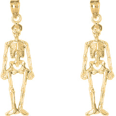 Yellow Gold-plated Silver 44mm Skeleton Earrings