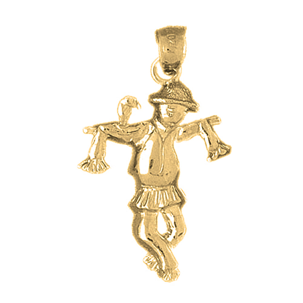 10K, 14K or 18K Gold Scare Crow Pendant