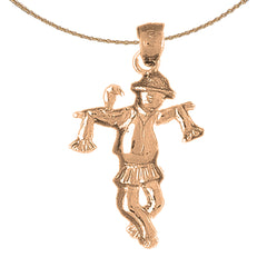 10K, 14K or 18K Gold Scare Crow Pendant