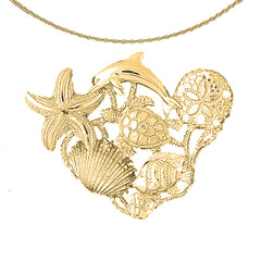 10K, 14K oder 18K Gold Delfine, Seesterne, Schildkröten, Sanddollar, Muscheln und Fische Anhänger