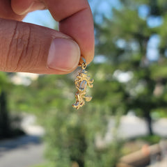 10K, 14K or 18K Gold Witch On Broom Pendant