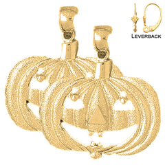 Sterling Silver 31mm Pumpkin Earrings (White or Yellow Gold Plated)