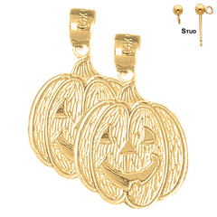 Sterling Silver 24mm Pumpkin Earrings (White or Yellow Gold Plated)