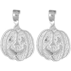 Sterling Silver 24mm Pumpkin Earrings