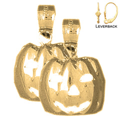 Sterling Silver 19mm Pumpkin Earrings (White or Yellow Gold Plated)