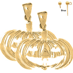 Sterling Silver 21mm Pumpkin Earrings (White or Yellow Gold Plated)