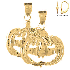Sterling Silver 26mm Pumpkin Earrings (White or Yellow Gold Plated)